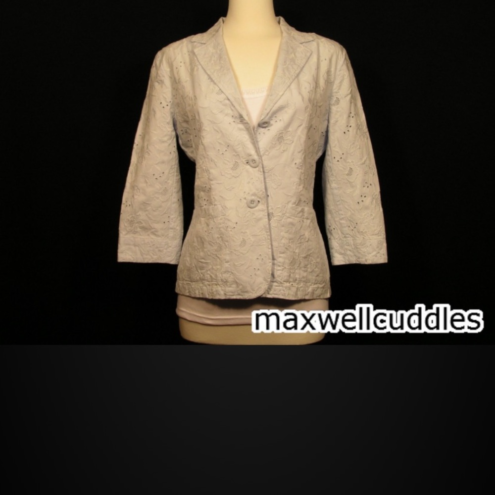 COPY - J JILL EYELET COTTON JACKET NWT BLAZER 4 ICE BLUE 3/4 Retail $88 3/4 sle…